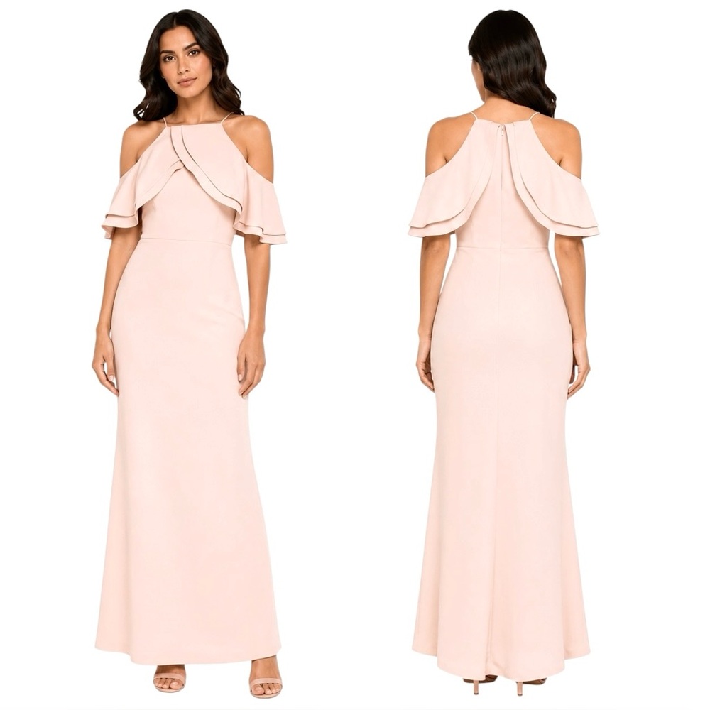 Eliza J Pink Cold Shoulder Gown Size 10
